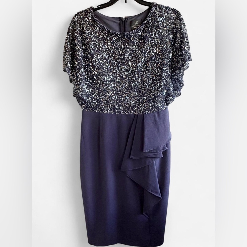 Adrianna Papell Navy Sequin Dress